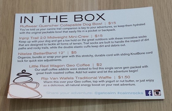 Cairn Subscription Box Review November 2015 - info