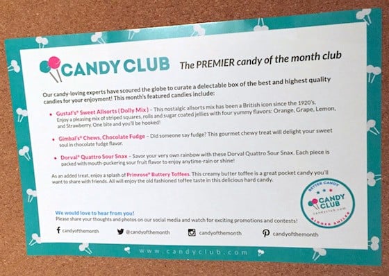 Candy Club Subscription Box Review + Coupon November 2015 - Card