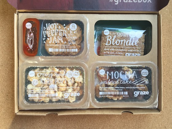 Graze Subscription Box Review + Free Box Coupon December 2015 - Contents