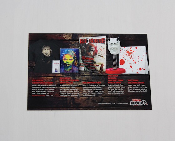 Horror Block Subscription Box Review + Coupon November 2015 - card back