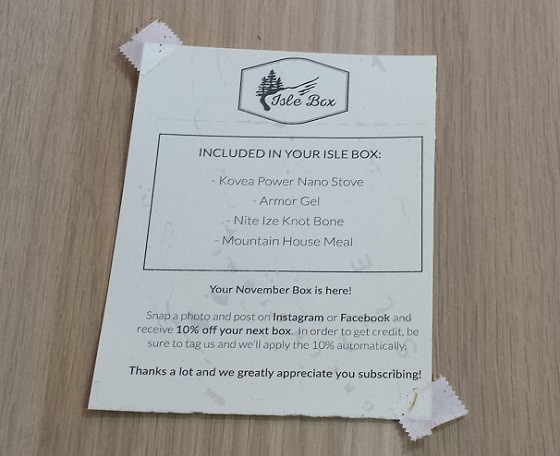 Isle Box Subscription Review November 2015 - info