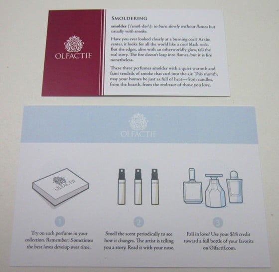 Olfactif Subscription Box Review December 2015 - card1