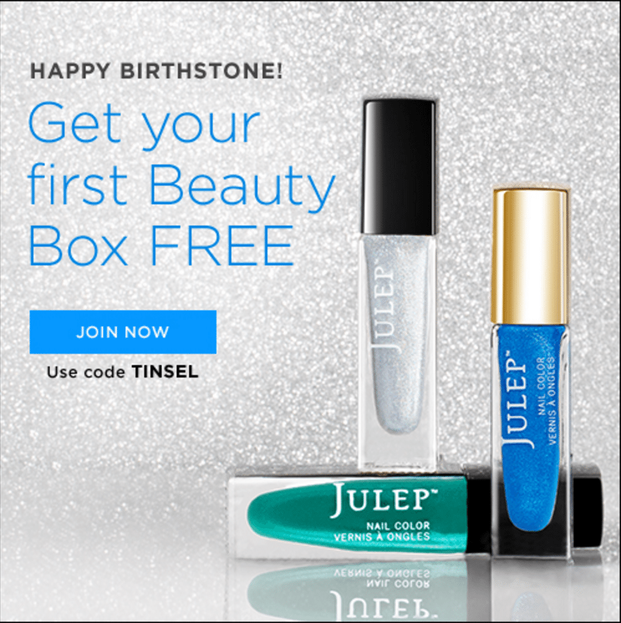 Free Julep Maven December Birthstone Welcome Box!