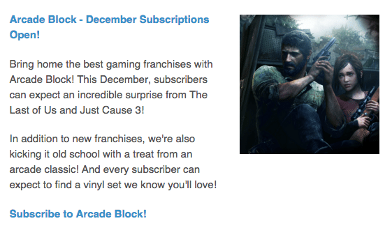 Arcade Block December 2015 Spoilers + Coupon