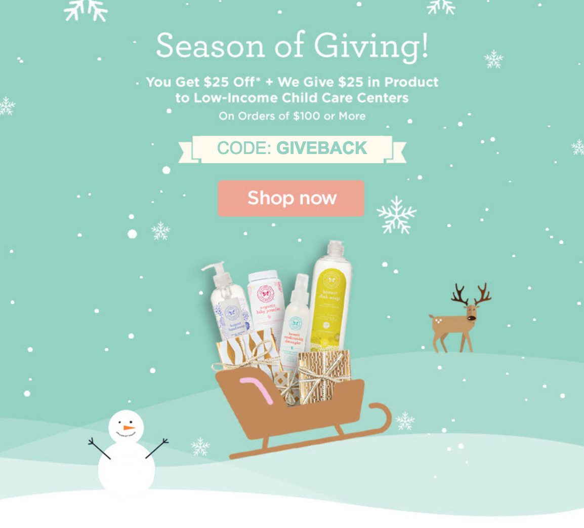 $25 off $100 Honest Company Order + Free Shipping!