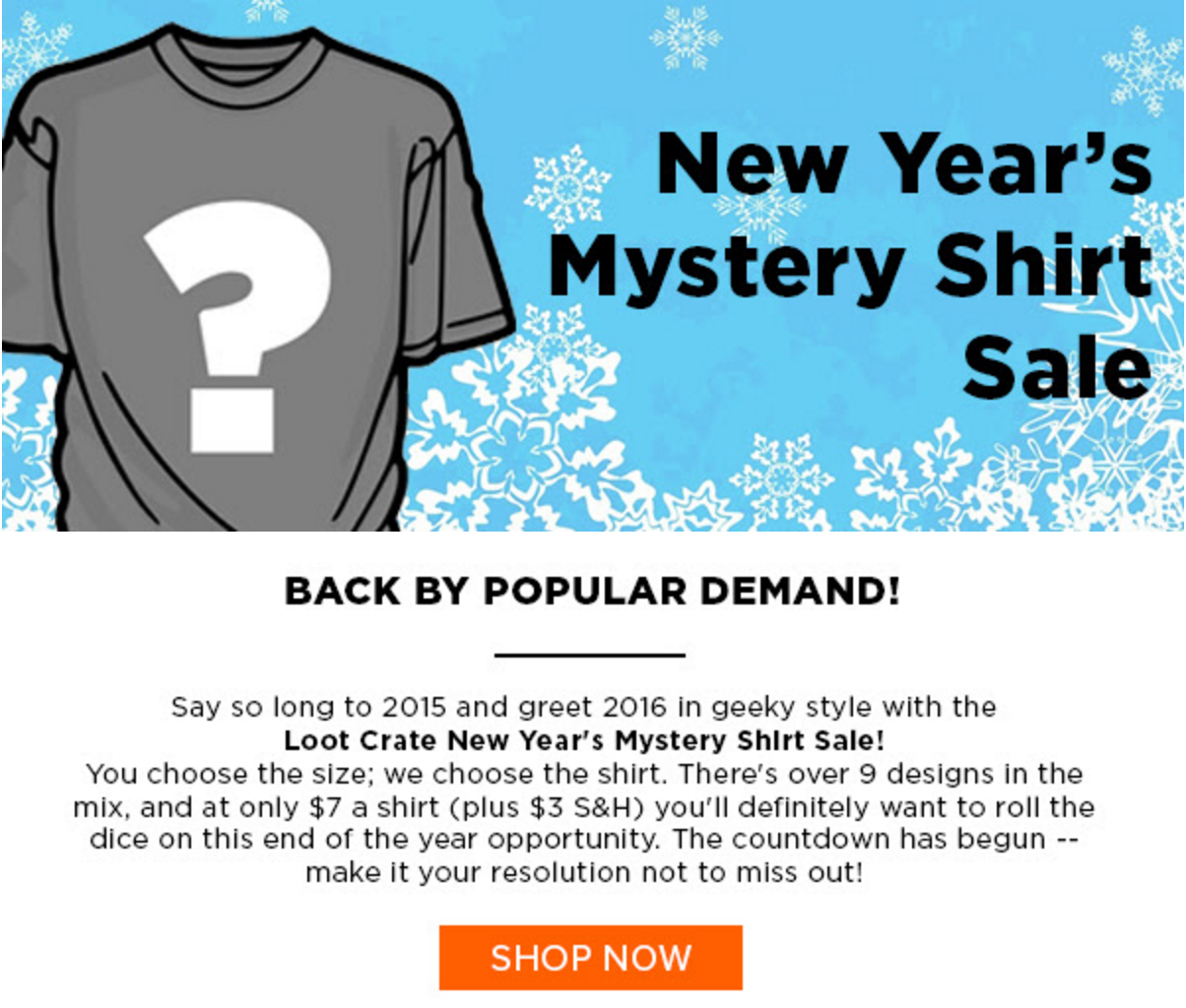 Loot Crate New Year’s Mystery Shirt Sale + Boxing Day Deals!