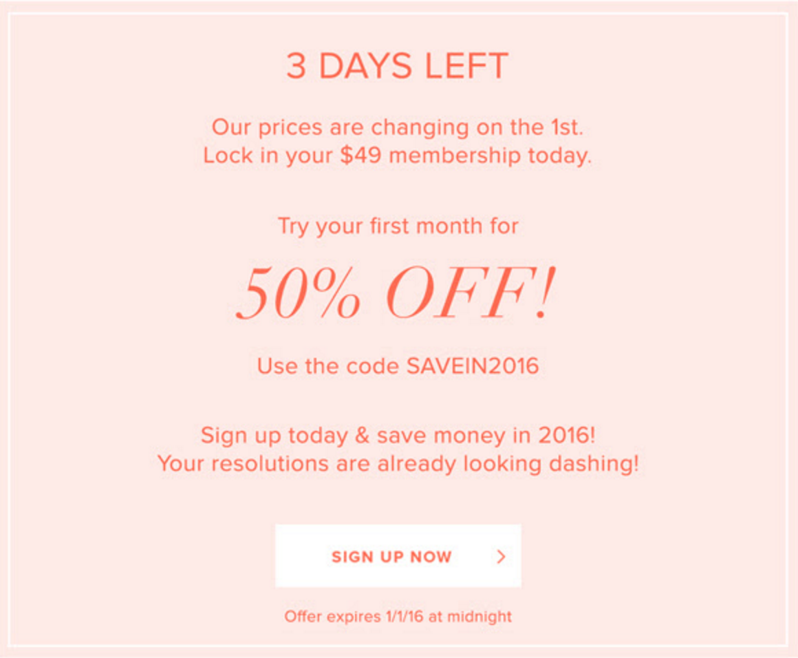 50% Off Your First Month of Le Tote + 3 Days Left for 2015 Pricing