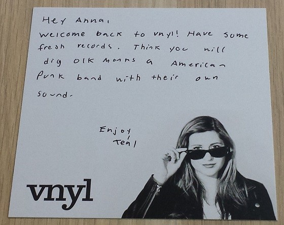 VNYL Subscription Box Review November 2015 - note