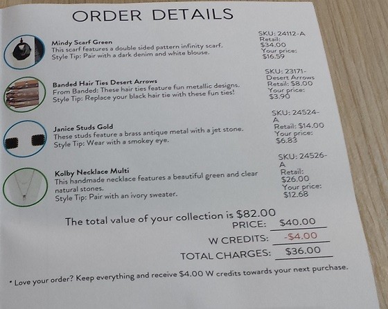 Wantable Accessories Subscription Box Review November 2015 - invoice