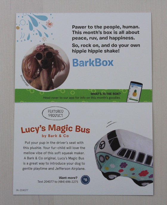 BarkBox Subscription Box Review & Coupon January 2016 - card inside