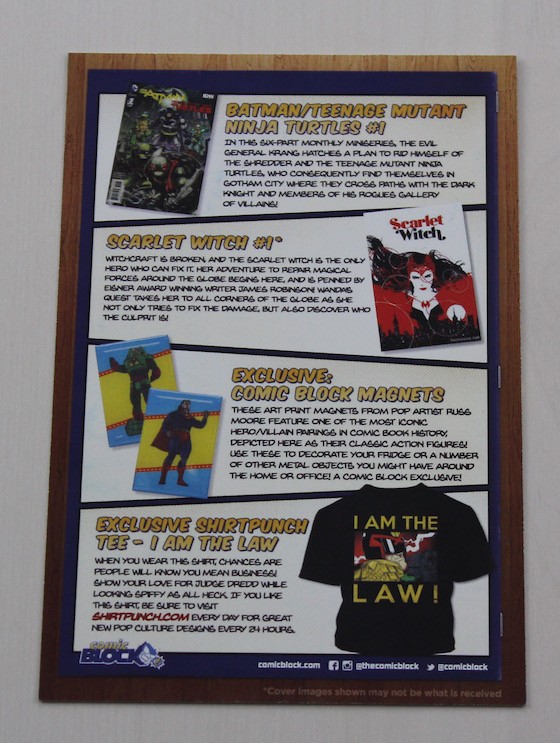 Comic Block Subscription Box Review + Coupon December 2015 - card back