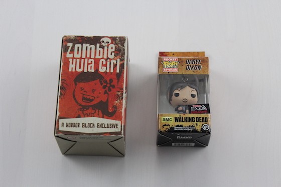 Horror Block Subscription Box Review + Coupon December 2015 - zombie hula girl and pocket pop