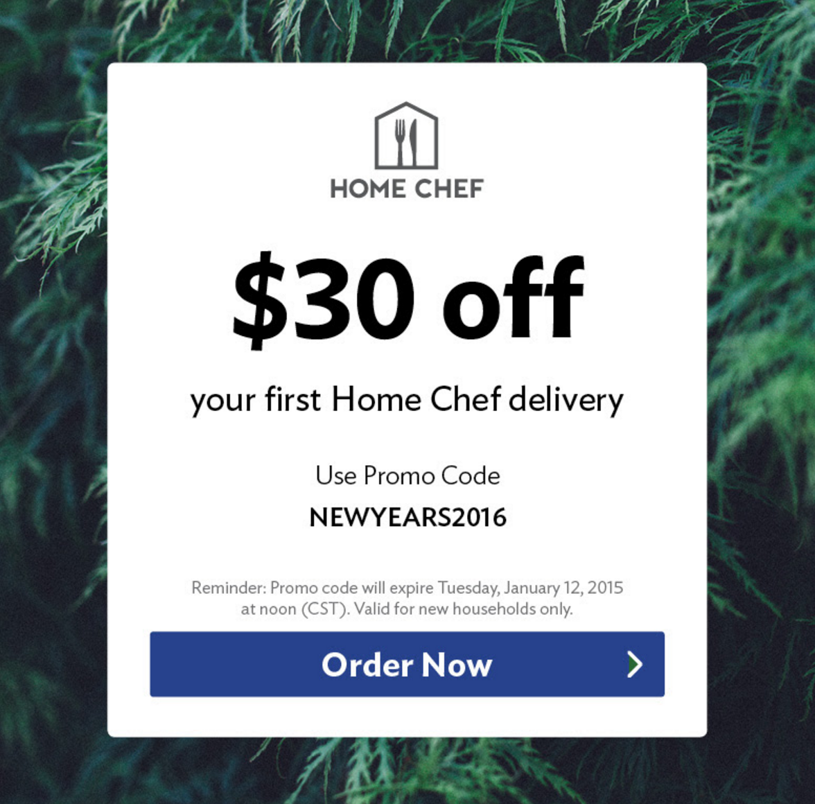 Home Chef New Year Deal – $30 Off First Box!
