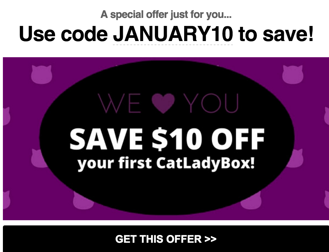 Cat Lady Box Coupon Code  – $10 Off Your First Month!
