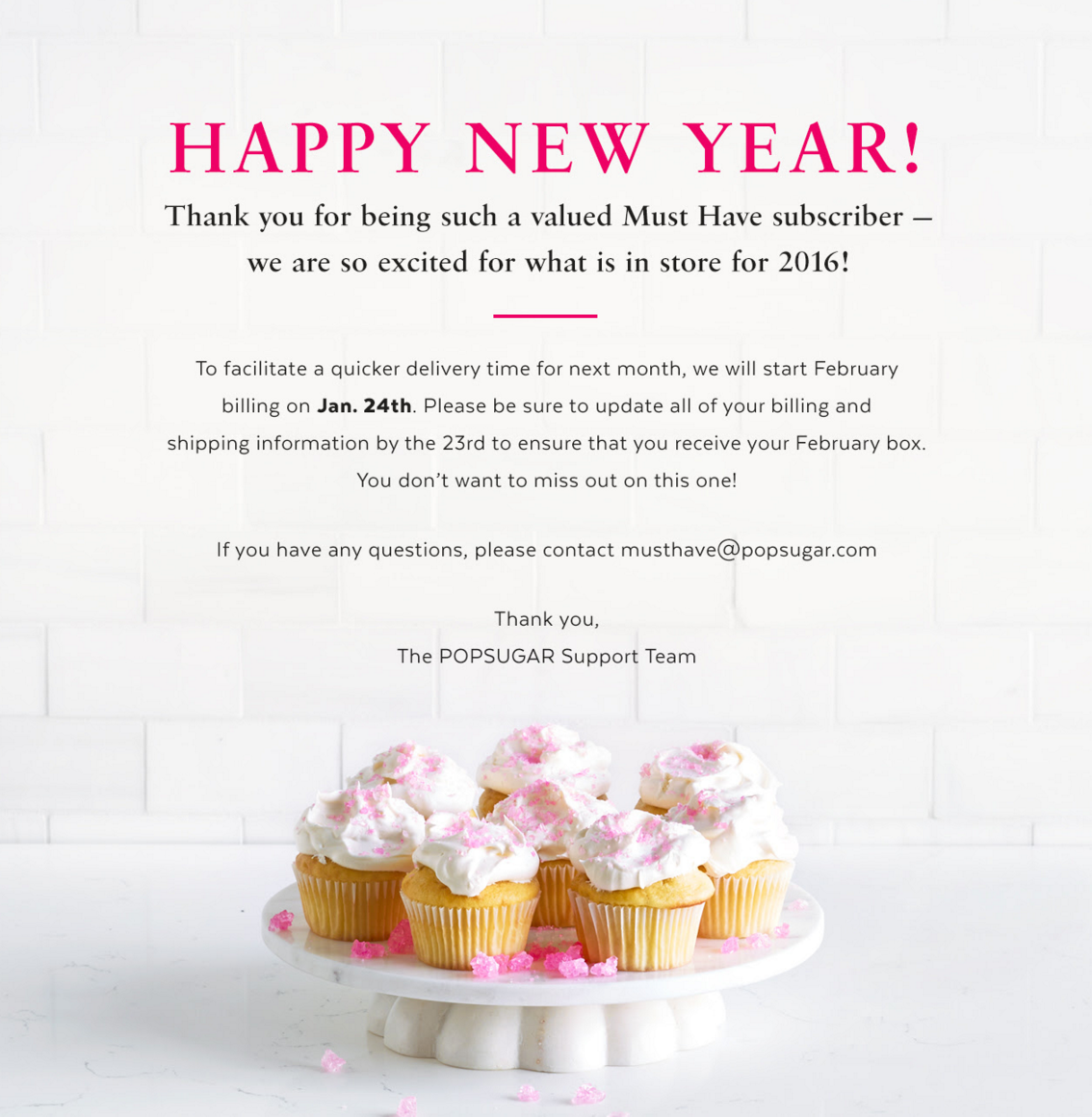 POPSUGAR Must Have Box February 2016 Billing Details