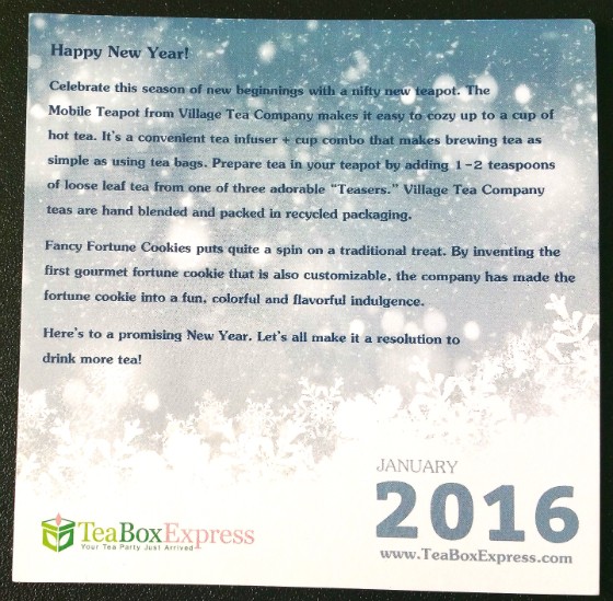 TEA BOX EXPRESS JAN 2016 - info
