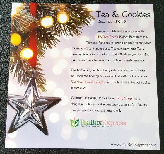 Tea Box Express Subscription Box Review December 2015 - info