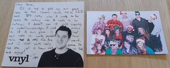 VNYL Subscription Box Review December 2015 - note