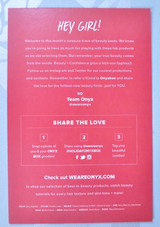 We Are Onyx Beauty Box Subscription Box Review December 2015 - 4