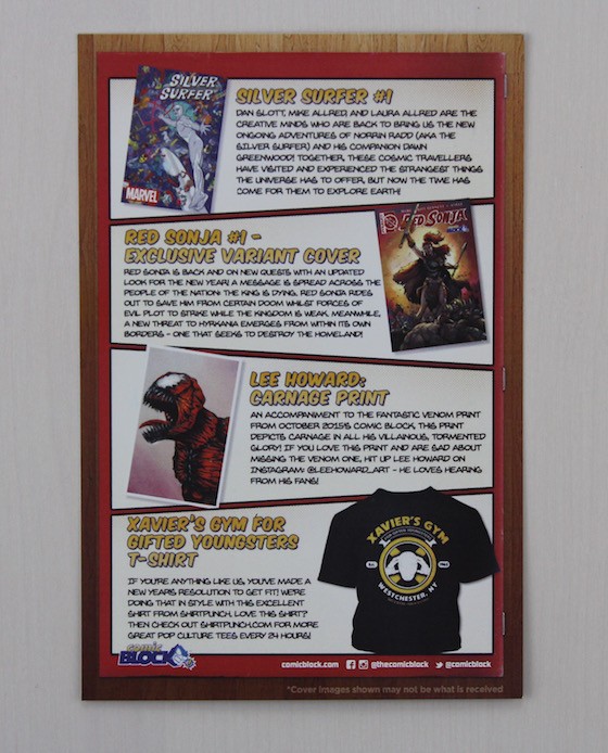 Comic Block Subscription Box Review + Coupon January 2016 - Card back