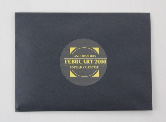 Fandora's Box Subscription Box Review February 2016 - card envelope