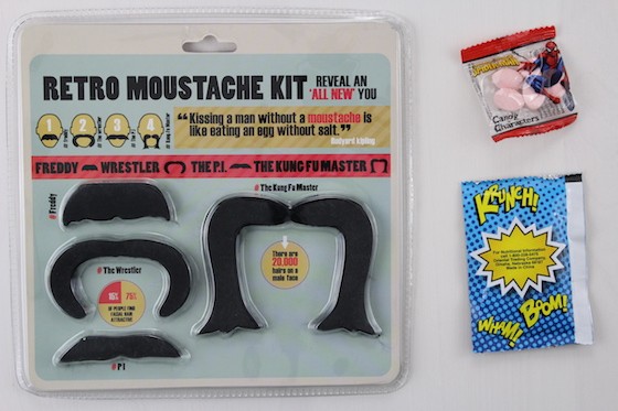 Powered Geek Box Subscription Box Review January 2016 - moustache set and candy