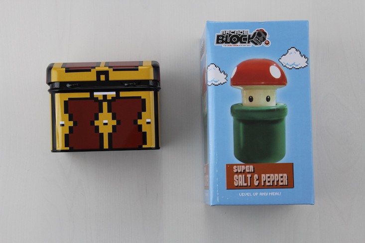 Arcade Block Subscription Box Review + Coupon February 2016 - chest and salt and pepper shakers