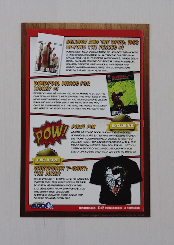 Comic Block Subscription Box Review + Coupon February 2016 - card back