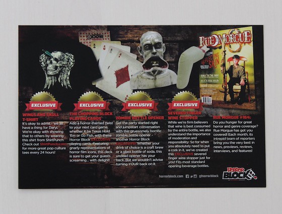 Horror Block Subscription Box Review + Coupon February 2016 - card back