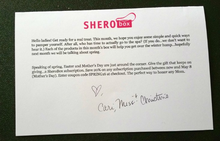 SHEROBOX MARCH 2016 - info 1