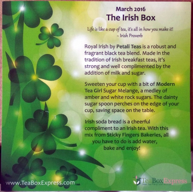 TEA BOX EXPRESS MARCH 2016 - INFO