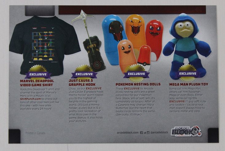 Arcade Block Subscription Box Review + Coupon March 2016 - card back