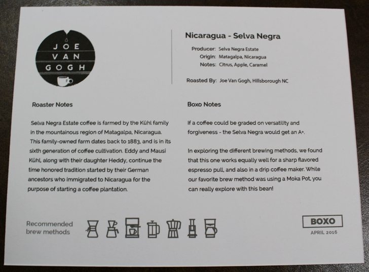 Boxo-description card front