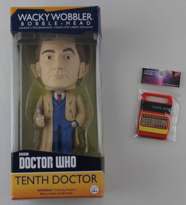 Sci Fi Block Subscription Box Review + Coupon April 2016 - bobblehead and magnet