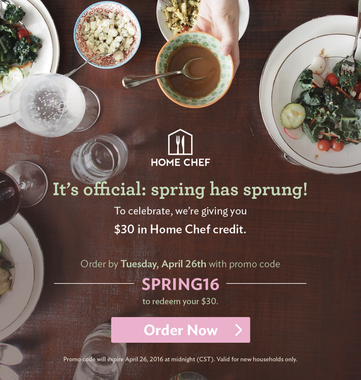 Home Chef Spring 2016 Deal – $30 Off First Box!