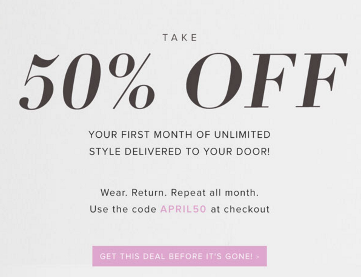 50% Off Your First Month of Le Tote!