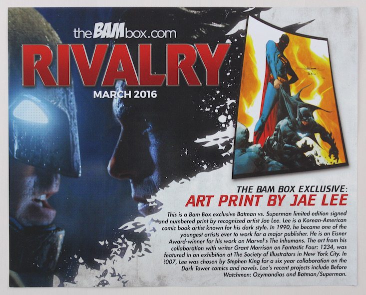 The BAM Box Subscription Box Review March 2016 - info sheet front