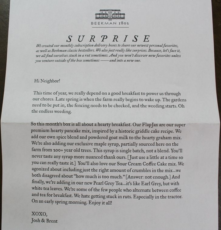 Beekman-welcome letter