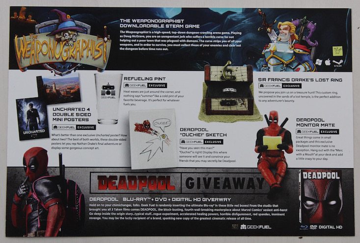 Geek Fuel Subscription Box Review + Exclusive Coupon May 2016 - card back