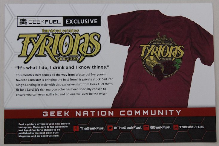 Geek Fuel Subscription Box Review + Exclusive Coupon May 2016 - card front