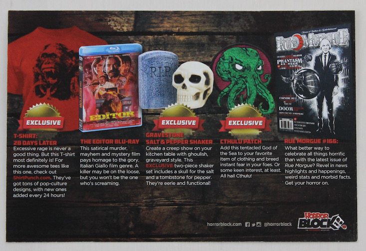 Horror Block Subscription Box Review + Coupon April 2016 - card back