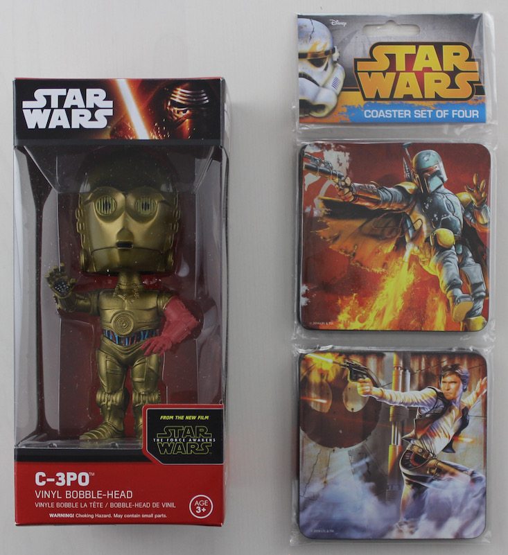 Powered Geek Box Subscription Box Review April 2016 - bobblehead and coasters