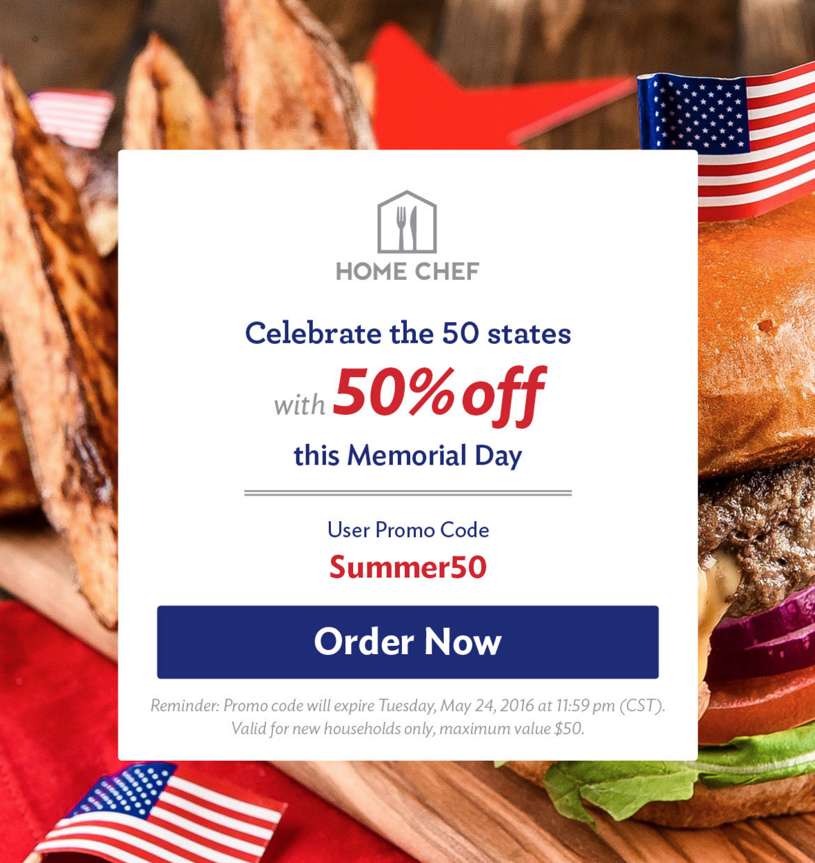 Today Only – 50% Off Your First Home Chef Box!