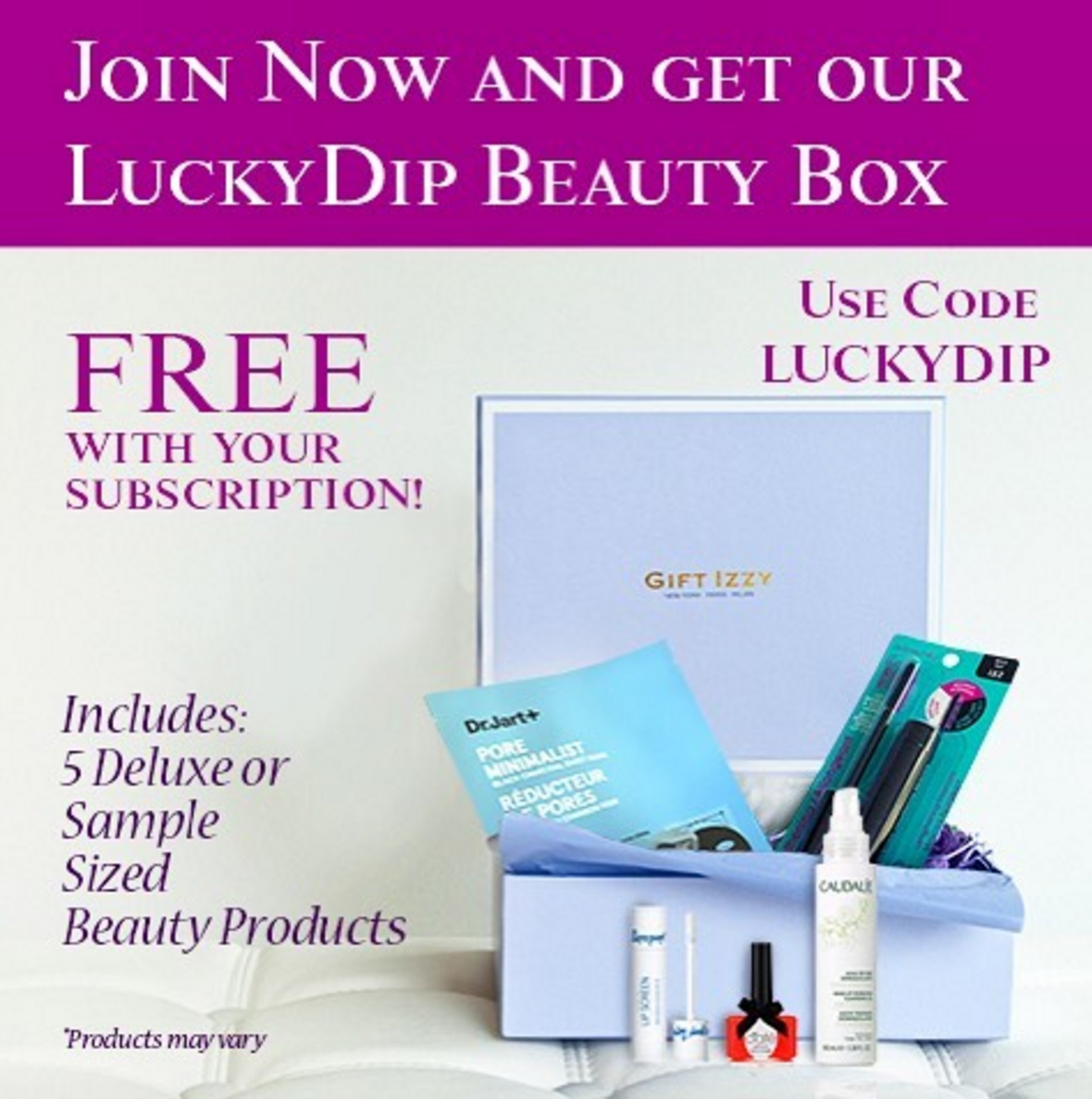 Free Lucky Dip Beauty Box with Gift Izzy Subscription!