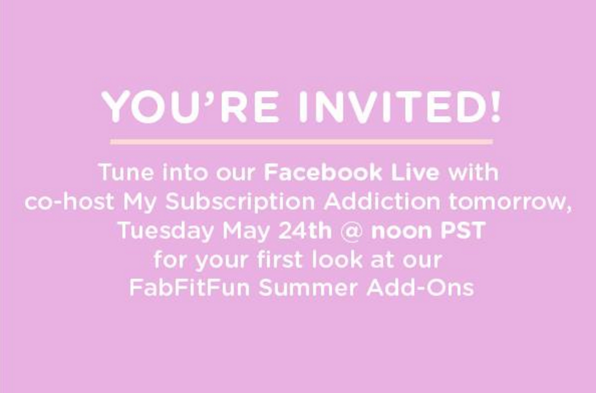 FabFitFun Box Summer 2016 Box Add-Ons – Watch Live Tomorrow!