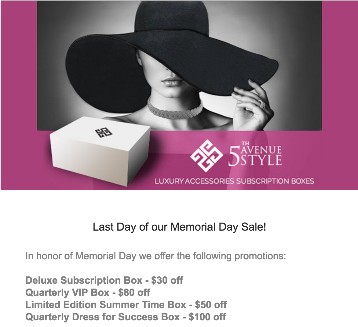 5th Avenue Style Memorial Day Sale