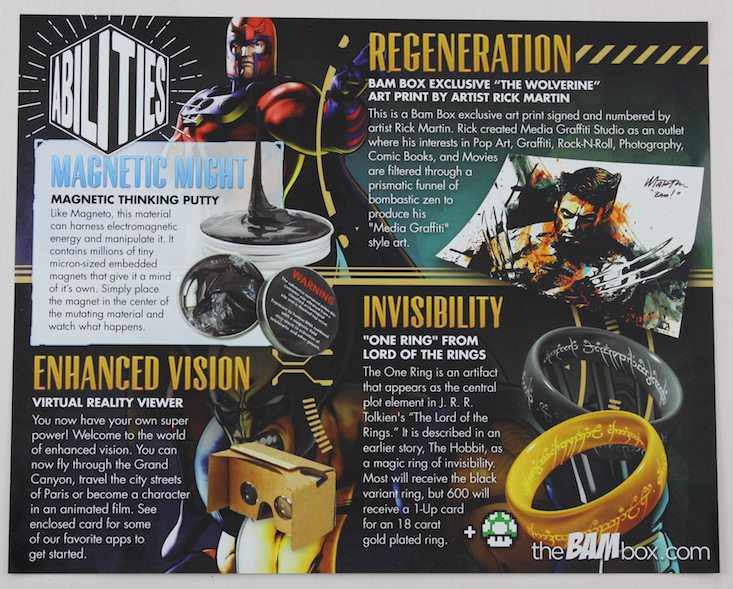The BAM! Box Subscription Box Review + Coupon May 2016 - info sheet