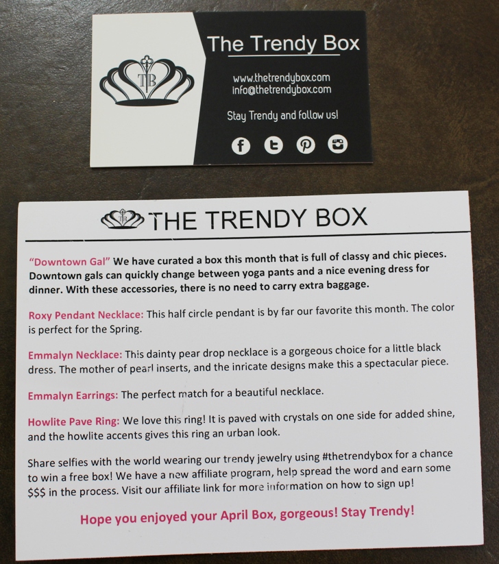 Trendybox- description cards