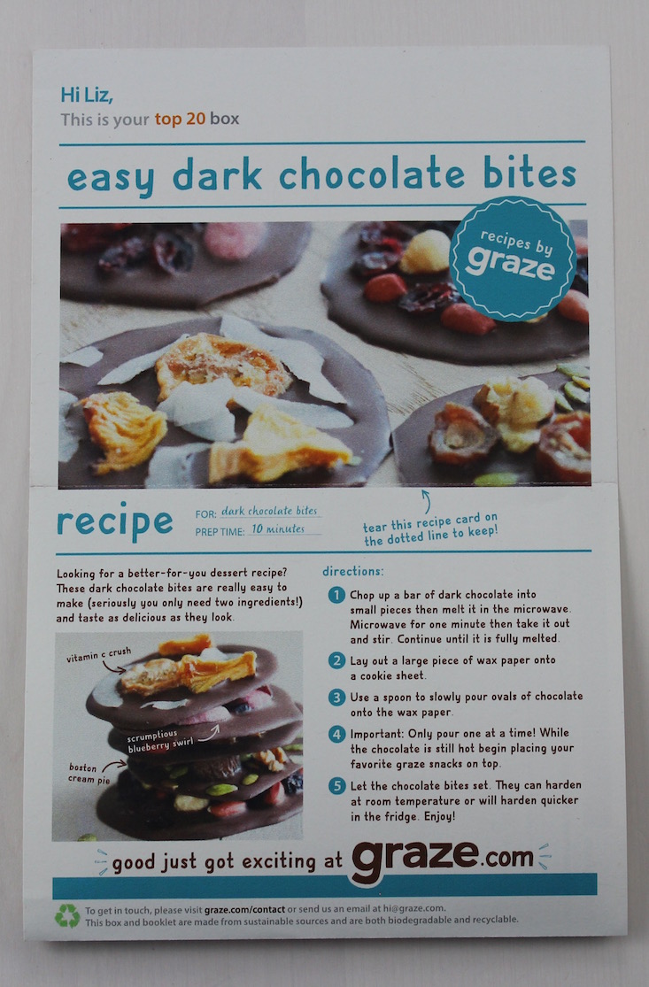 Graze Top 20 Box Review + Free Box Coupon June 2016 - card