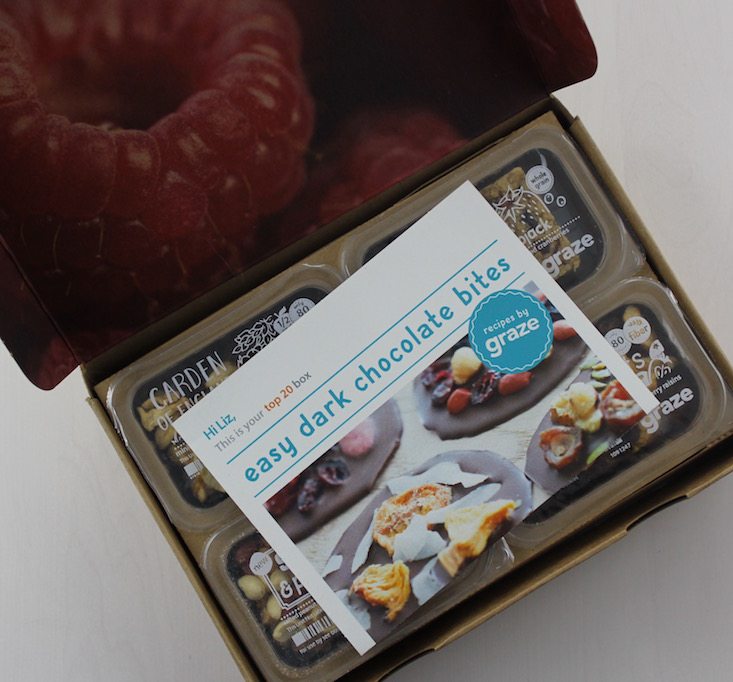 Graze Top 20 Box Review + Free Box Coupon June 2016 - inside